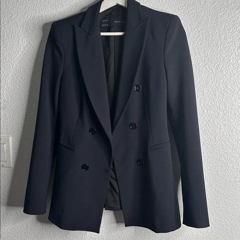 Zara Black double breasted tailored fit lapel collar Blazer  XS. Office, career - Picture 3 of 11